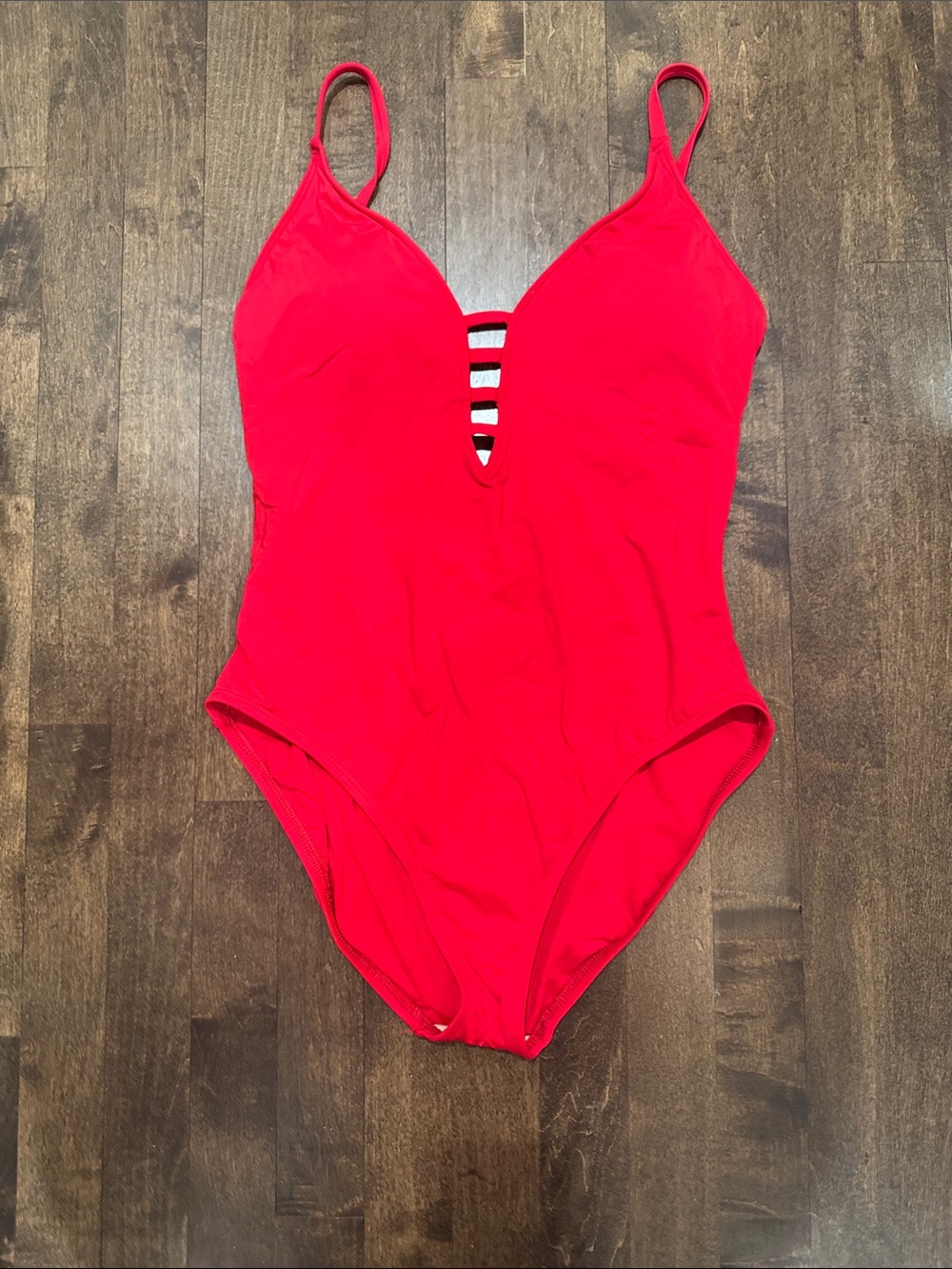 La Blanca Red One-Piece Swimsuit with Ladder Front Detail